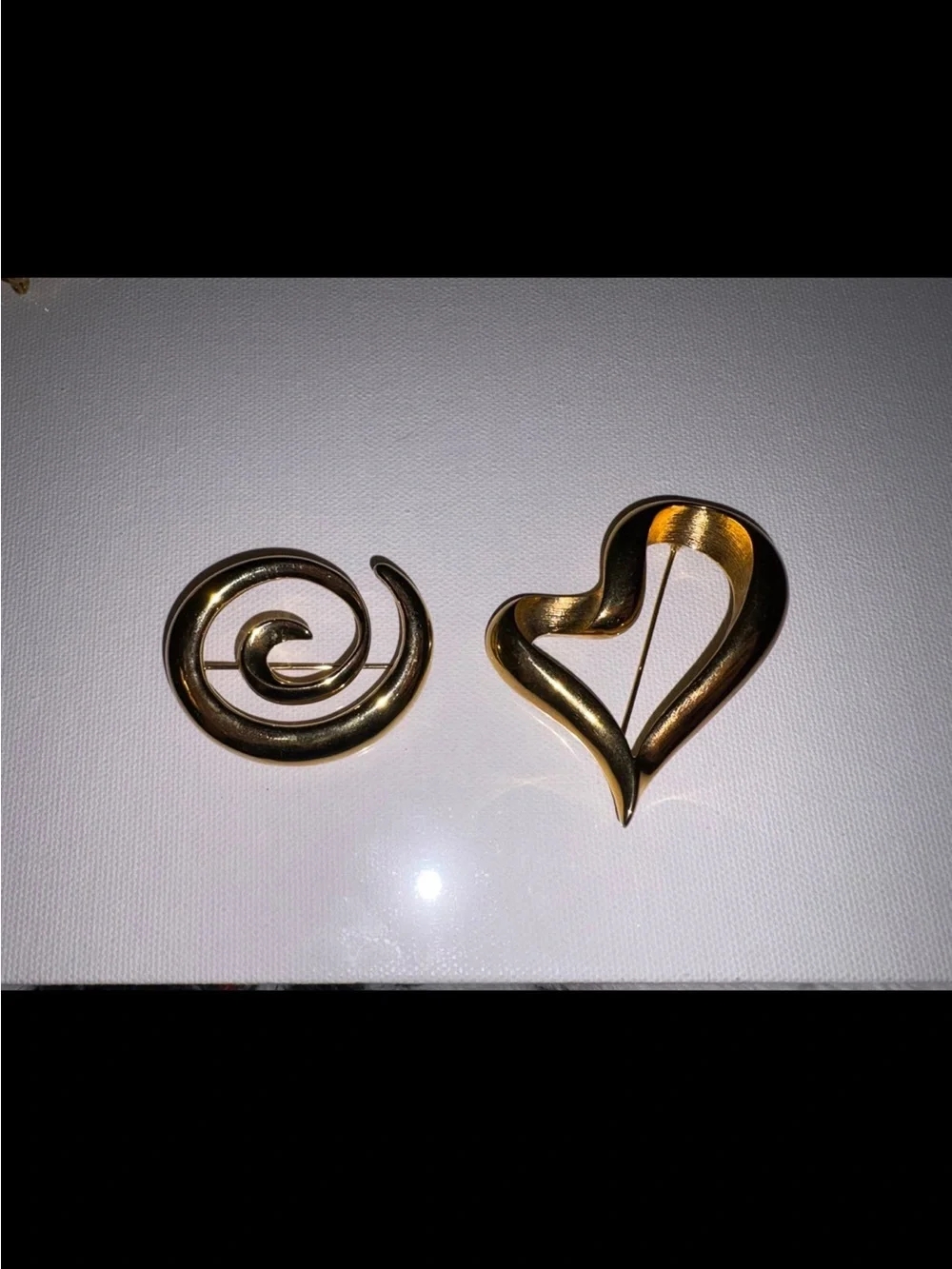 NAPIER Swirl Pin gold Tone Whirlpool Spiral + bonus heart brooch Cosplay LARP